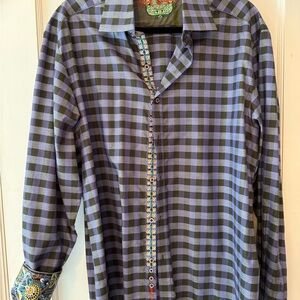 Robert Graham Black and Blue Checked Button-Down Shirt